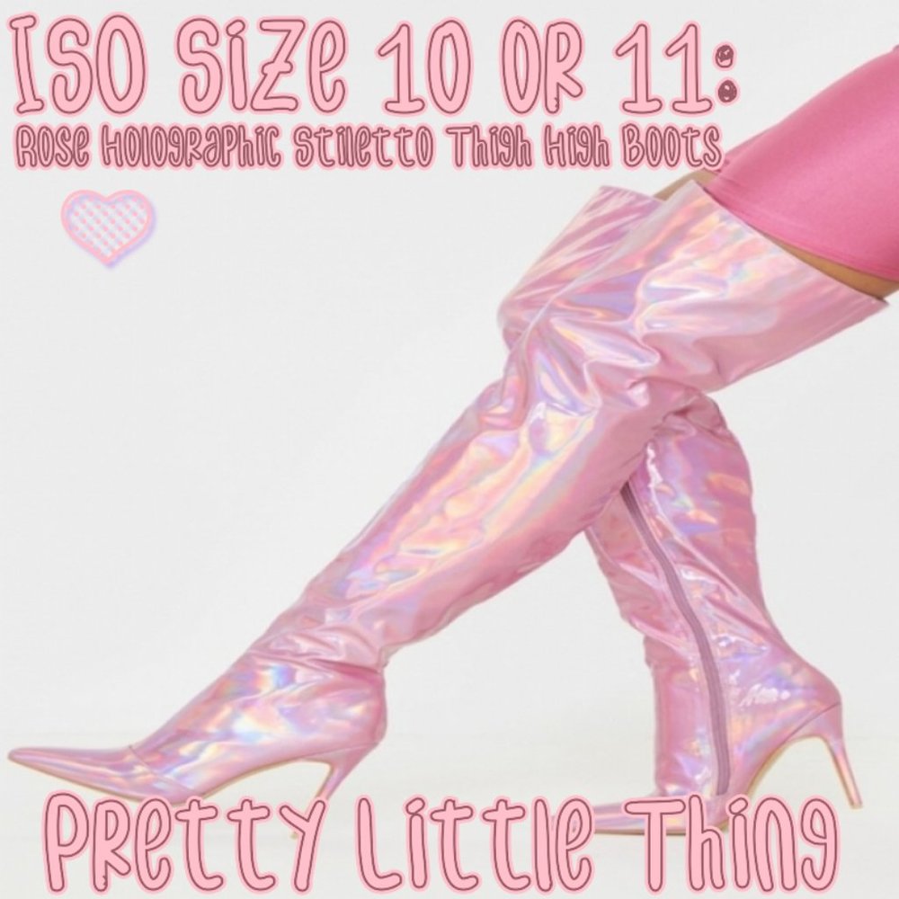 ISO Pink Holographic Thigh High Boots US 10 or 11